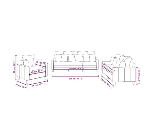 Sofos Komplektas Su Pagalvėlėmis, 3 Dalių, Žalias, Aksomas