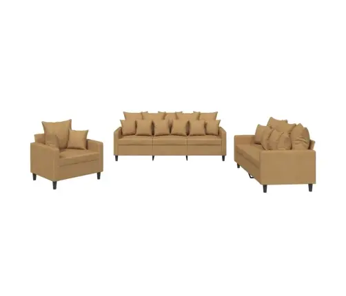Trīsdaļīgs Dīvānu Komplekts Ar Spilveniem, Brūns Samts Vidaxl