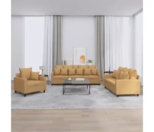 Trīsdaļīgs Dīvānu Komplekts Ar Spilveniem, Brūns Samts Vidaxl