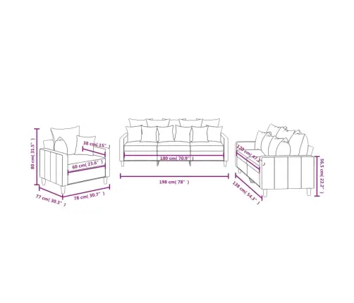 Trīsdaļīgs Dīvānu Komplekts Ar Spilveniem, Krēmkrāsas Samts Vidaxl