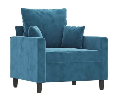 Trīsdaļīgs Dīvānu Komplekts Ar Spilveniem, Zils Samts Vidaxl