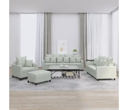 Četrdaļīgs Dīvānu Komplekts Ar Spilveniem, Gaiši Pelēks Samts Vidaxl