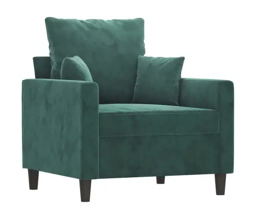 Četrdaļīgs Dīvānu Komplekts Ar Spilveniem, Tumši Zaļš Samts Vidaxl