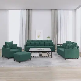 4-Osaline Diivanikomplekt Patjadega, Tumeroheline, Samet