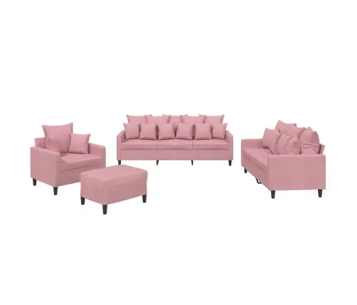 Četrdaļīgs Dīvānu Komplekts Ar Spilveniem, Rozā Samts Vidaxl
