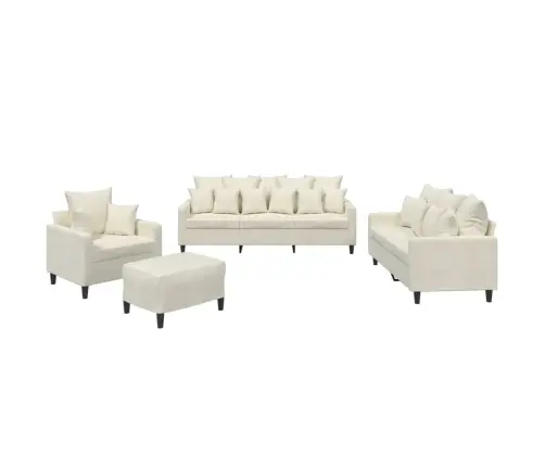 Četrdaļīgs Dīvānu Komplekts Ar Spilveniem, Krēmkrāsas Samts Vidaxl