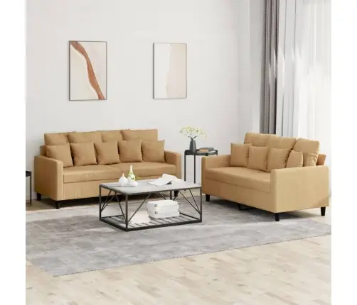 Divdaļīgs Dīvānu Komplekts Ar Spilveniem, Brūns Samts Vidaxl