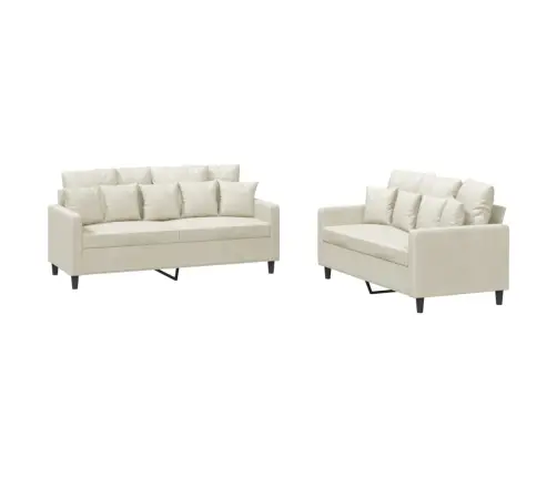 Divdaļīgs Dīvānu Komplekts Ar Spilveniem, Krēmkrāsas Samts Vidaxl