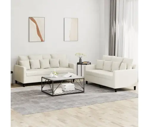 Divdaļīgs Dīvānu Komplekts Ar Spilveniem, Krēmkrāsas Samts Vidaxl