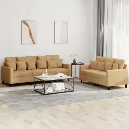 Divdaļīgs Dīvānu Komplekts Ar Spilveniem, Brūns Samts Vidaxl