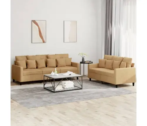 Divdaļīgs Dīvānu Komplekts Ar Spilveniem, Brūns Samts Vidaxl