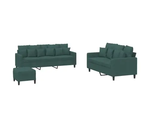 3-Osaline Diivanikomplekt Patjadega, Tumeroheline, Samet