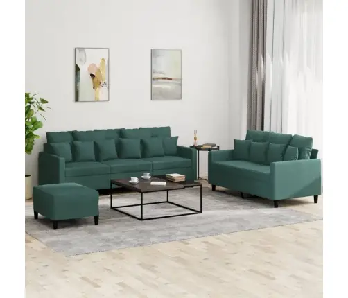 3-Osaline Diivanikomplekt Patjadega, Tumeroheline, Samet