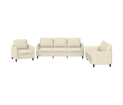 Trīsdaļīgs Dīvānu Komplekts, Spilveni, Krēmkrāsas Mākslīgā Āda Vidaxl