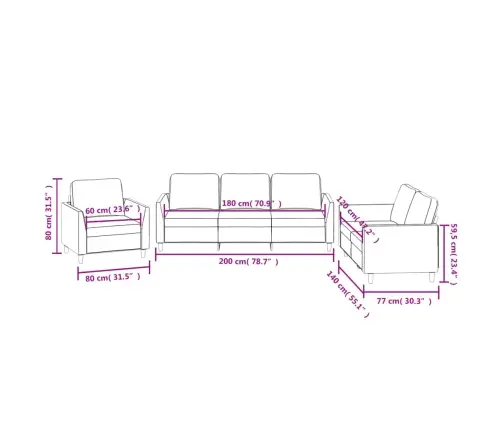 3-Osaline Diivanikomplekt Patjadega, Cappuccino, Kunstnahk