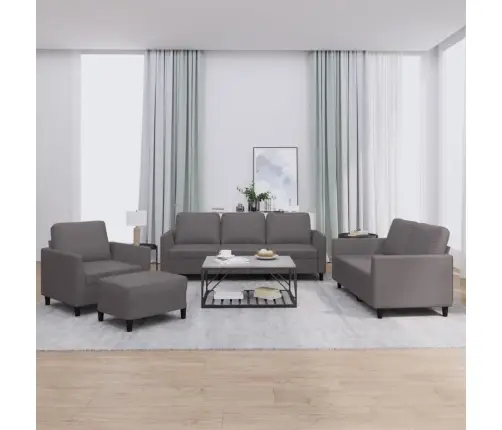 Četrdaļīgs Dīvānu Komplekts Ar Spilveniem, Pelēka Mākslīgā Āda Vidaxl