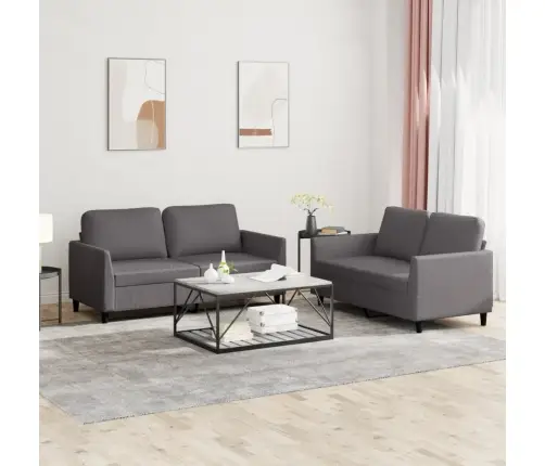 Divdaļīgs Dīvānu Komplekts Ar Spilveniem, Pelēka Mākslīgā Āda Vidaxl