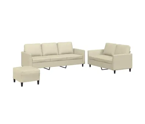 Trīsdaļīgs Dīvānu Komplekts, Spilveni, Krēmkrāsas Mākslīgā Āda Vidaxl