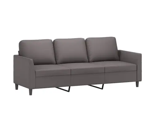 Sofos Komplektas Su Pagalvėlėmis, 3 Dalių, Pilkas, Dirbtinė Oda