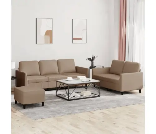 3-Osaline Diivanikomplekt Patjadega, Cappuccino, Kunstnahk