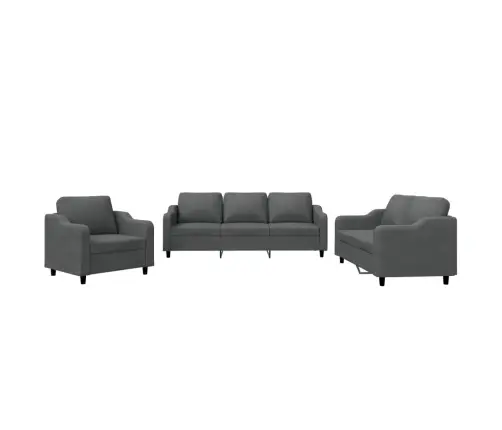 Trīsdaļīgs Dīvānu Komplekts Ar Spilveniem, Tumši Pelēks Audums Vidaxl