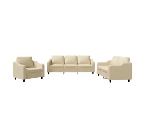 Trīsdaļīgs Dīvānu Komplekts Ar Spilveniem, Krēmkrāsas Audums Vidaxl
