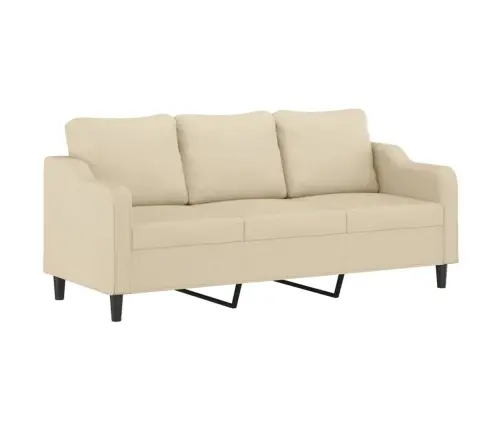 Trīsdaļīgs Dīvānu Komplekts Ar Spilveniem, Krēmkrāsas Audums Vidaxl