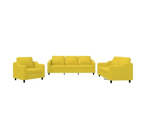 Trīsdaļīgs Dīvānu Komplekts Ar Spilveniem, Dzeltens Audums Vidaxl