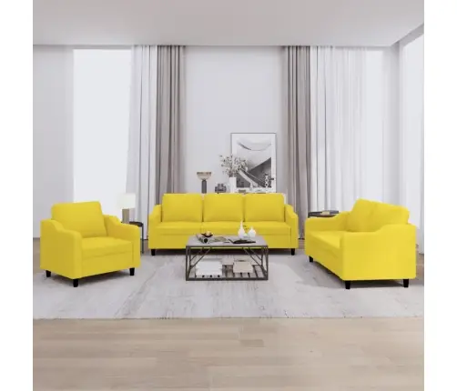 Trīsdaļīgs Dīvānu Komplekts Ar Spilveniem, Dzeltens Audums Vidaxl