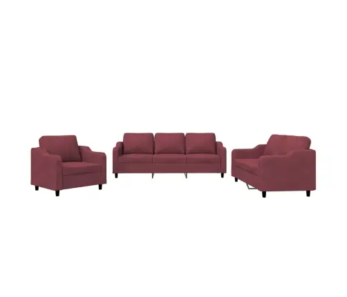 Trīsdaļīgs Dīvānu Komplekts Ar Spilveniem, Vīnsarkans Audums Vidaxl