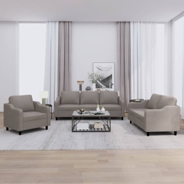 Sofos Komplektas Su Pagalvėlėmis, 3 Dalių, Taupe, Audinys