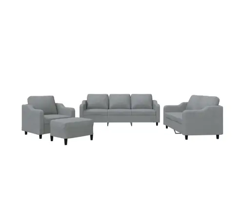 4-Osaline Diivanikomplekt Patjadega, Helehall, Kangas