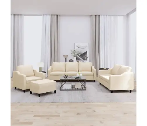 Sofos Komplektas Su Pagalvėlėmis, 4 Dalių, Kreminis, Audinys