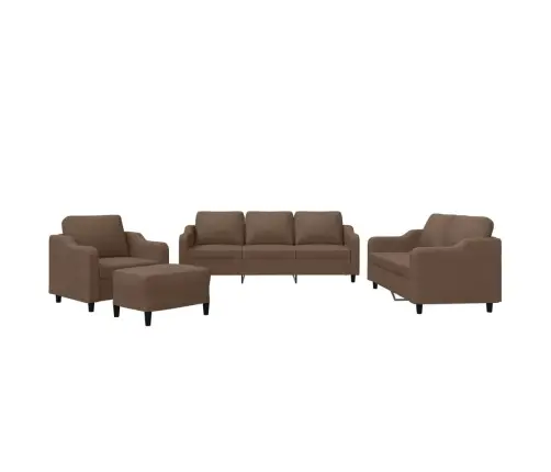 Četrdaļīgs Dīvānu Komplekts Ar Spilveniem, Brūns Audums Vidaxl
