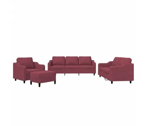 Četrdaļīgs Dīvānu Komplekts Ar Spilveniem, Vīnsarkans Audums Vidaxl