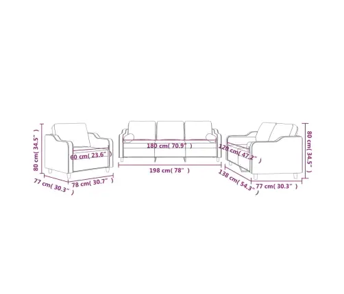 Sofos Komplektas Su Pagalvėmis, 3 Dalių, Juodas, Audinys