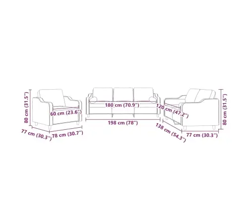 3-Osaline Diivanikomplekt Patjadega, Helekollane, Kangas