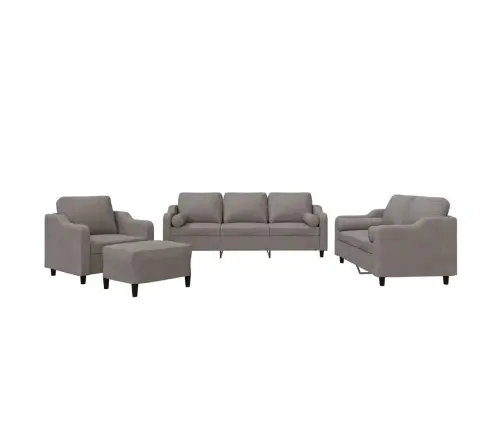 Četrdaļīgs Dīvānu Komplekts Ar Spilveniem, Pelēkbrūns Audums Vidaxl