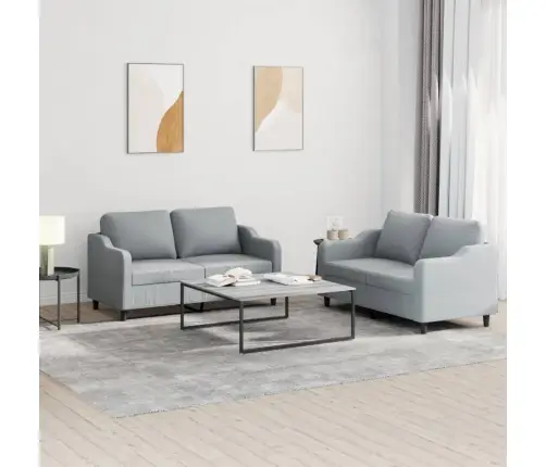 2-Osaline Diivanikomplekt Patjadega, Helehall, Kangas