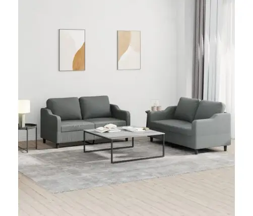 Divdaļīgs Dīvānu Komplekts Ar Spilveniem, Tumši Pelēks Audums Vidaxl