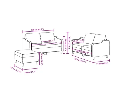 Trīsdaļīgs Dīvānu Komplekts Ar Spilveniem, Krēmkrāsas Audums Vidaxl