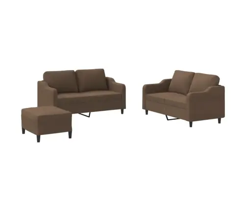 Sofos Komplektas Su Pagalvėlėmis, 3 Dalių, Rudas, Audinys