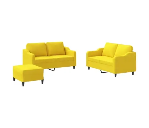 Trīsdaļīgs Dīvānu Komplekts Ar Spilveniem, Dzeltens Audums Vidaxl Trīsdaļīgs Dīvānu Komplekts Ar Spilveniem, Dzeltens Audums Vidaxl