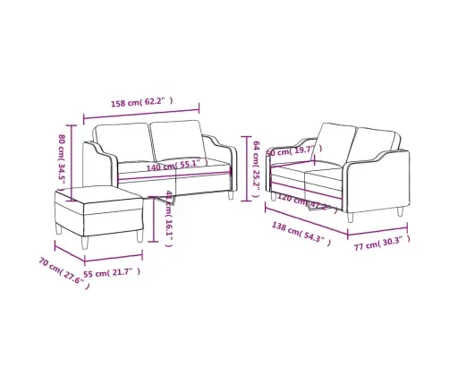 Trīsdaļīgs Dīvānu Komplekts Ar Spilveniem, Pelēkbrūns Audums Vidaxl