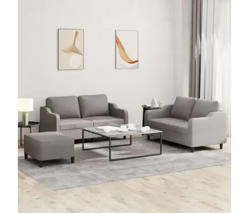 Trīsdaļīgs Dīvānu Komplekts Ar Spilveniem, Pelēkbrūns Audums Vidaxl