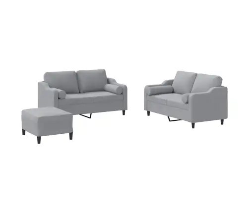 Trīsdaļīgs Dīvānu Komplekts Ar Spilveniem, Gaiši Pelēks Audums Vidaxl