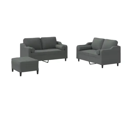 Trīsvietīgs Dīvānu Komplekts Ar Spilveniem, Tumši Pelēks Audums Vidaxl