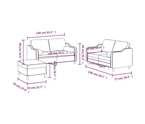 Trīsvietīgs Dīvānu Komplekts Ar Spilveniem, Tumši Pelēks Audums Vidaxl