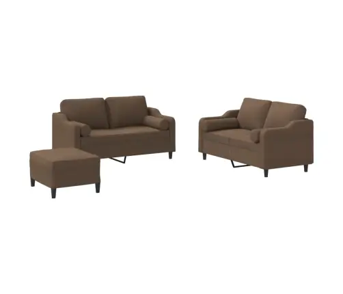 Trīsvietīgs Dīvānu Komplekts Ar Spilveniem, Brūns Audums Vidaxl