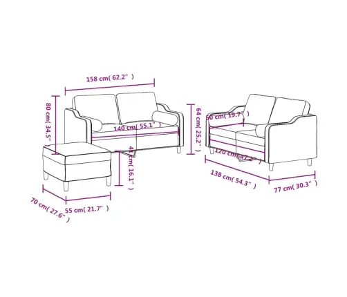 Trīsdaļīgs Dīvānu Komplekts Ar Spilveniem, Pelēkbrūns Audums Vidaxl